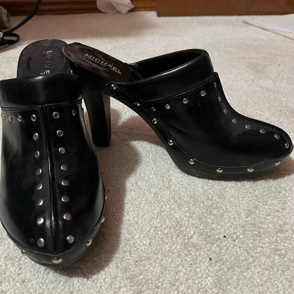 Michael Kors Black Studded Women's Mule Heels